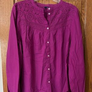 GAP Magenta Eyelet Blouse